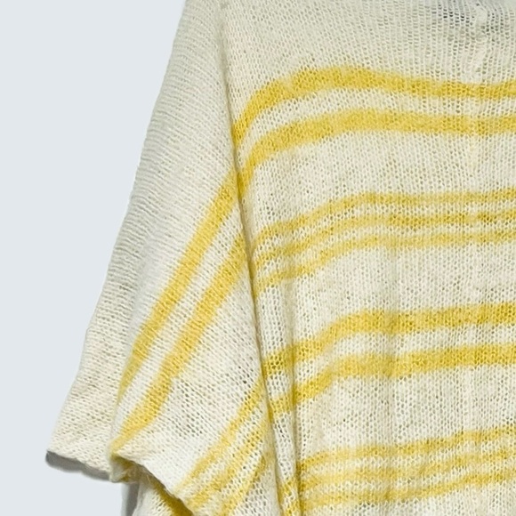 Wooden Ships Anthropologie Poncho Sweater Mohair Wool Blend Yellow Stripes S M - Picture 4 of 12